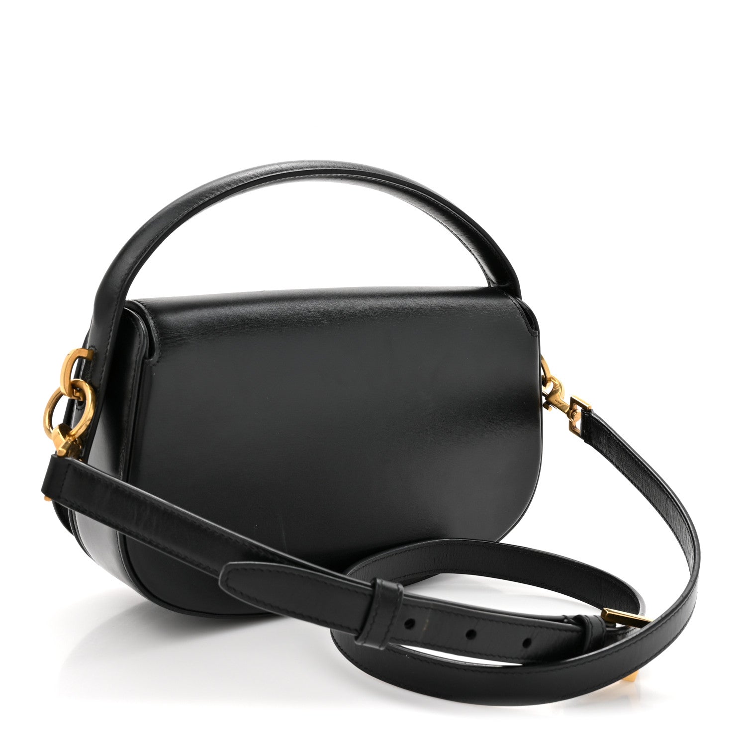 Saint Laurent Box Calfskin Voltaire Top Handle Crossbody Bag Black