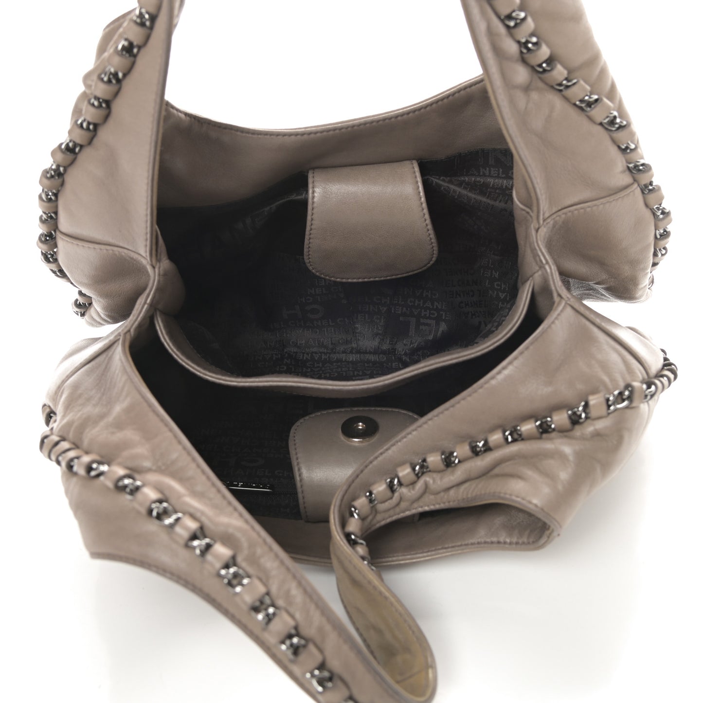 Lambskin Chain Hobo Grey