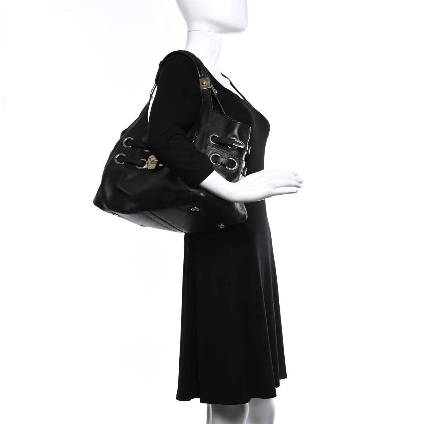 Supple Calfskin Large Radiant Hobo Black