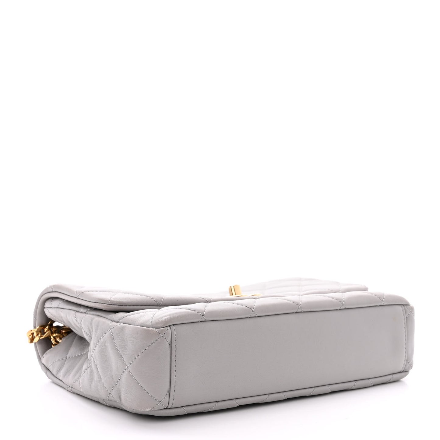 Lambskin Resin Quilted Flap Grey