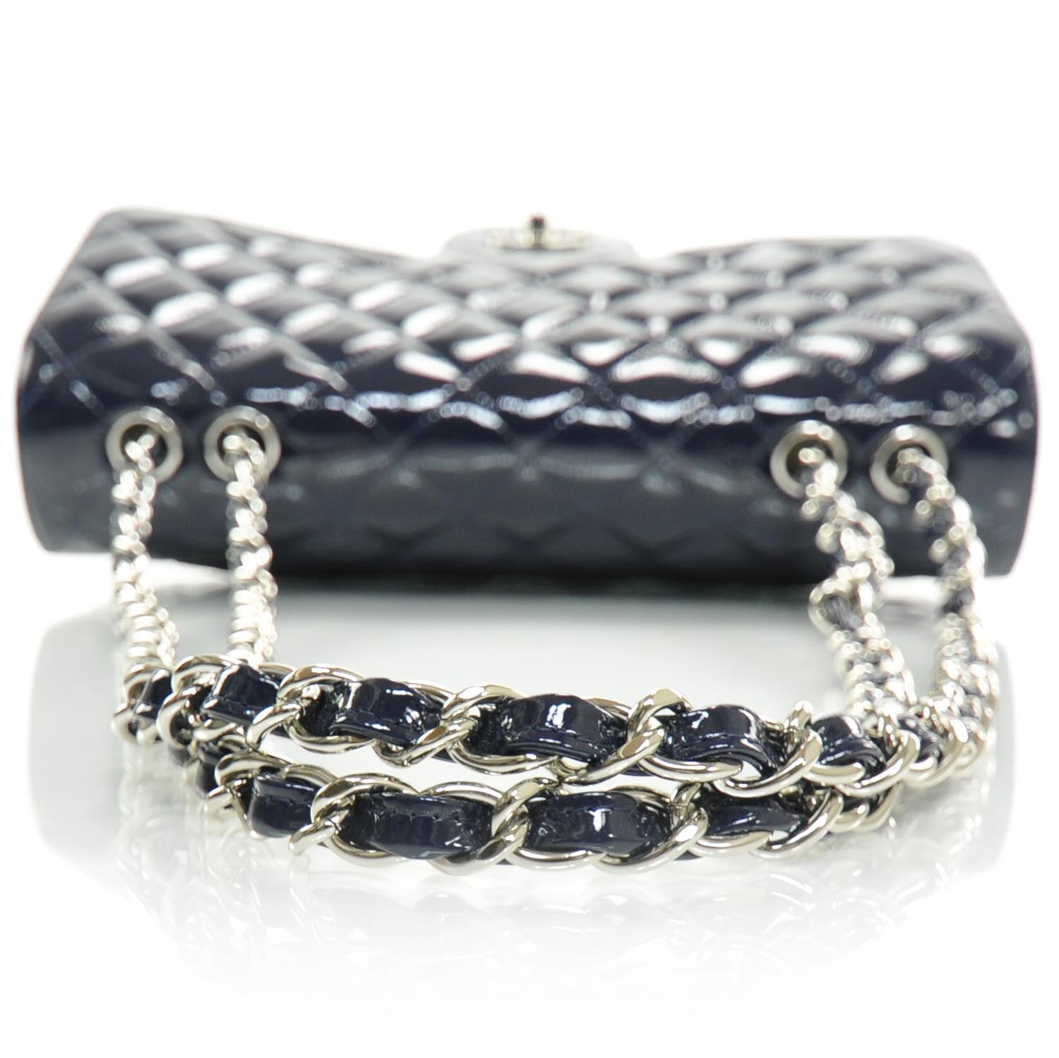 Chanel Crackled Patent Jumbo Flap Navy Blue 5 of 11