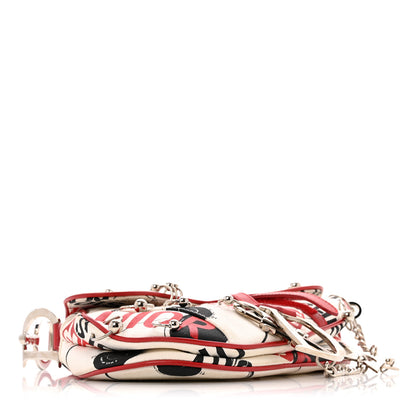 Christian Dior Canvas Hardcore Pierced Saddle Bag White Red Black 3 of 14
