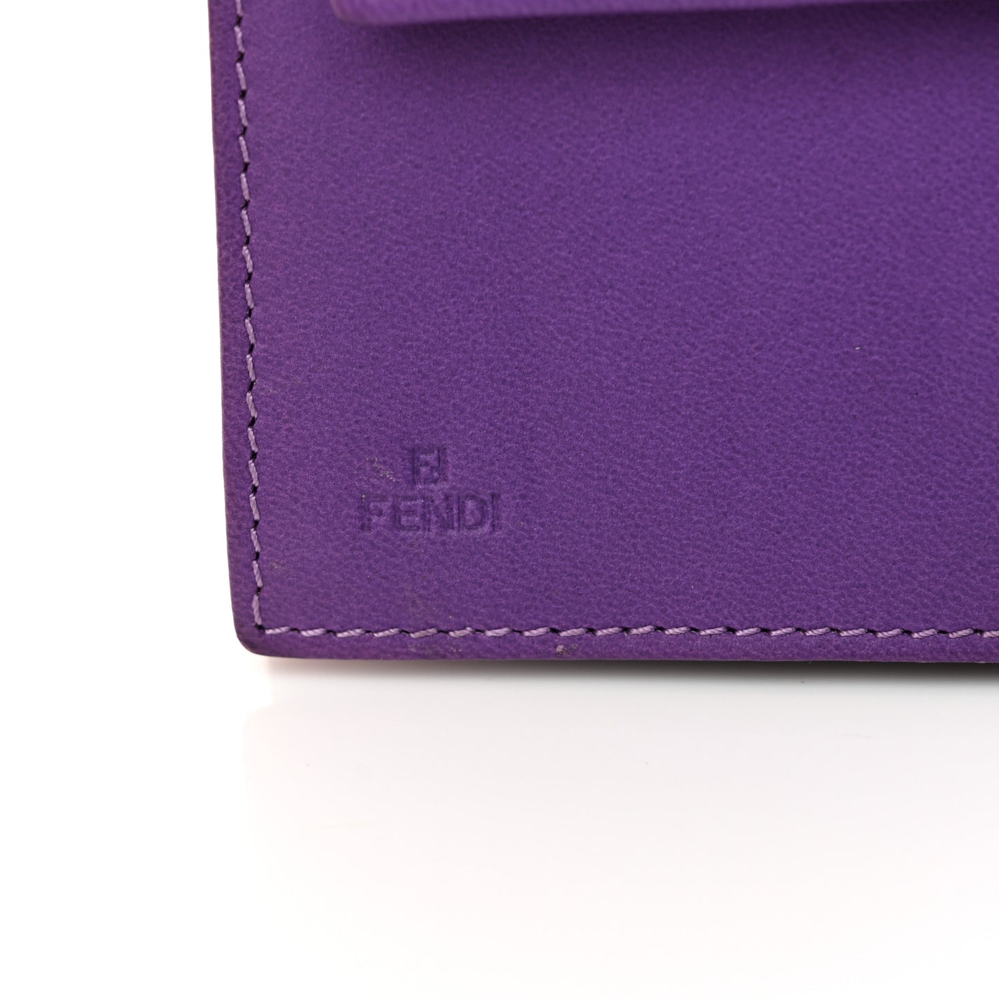 Nappa Logo Embossed Long Wallet On Chain Purple