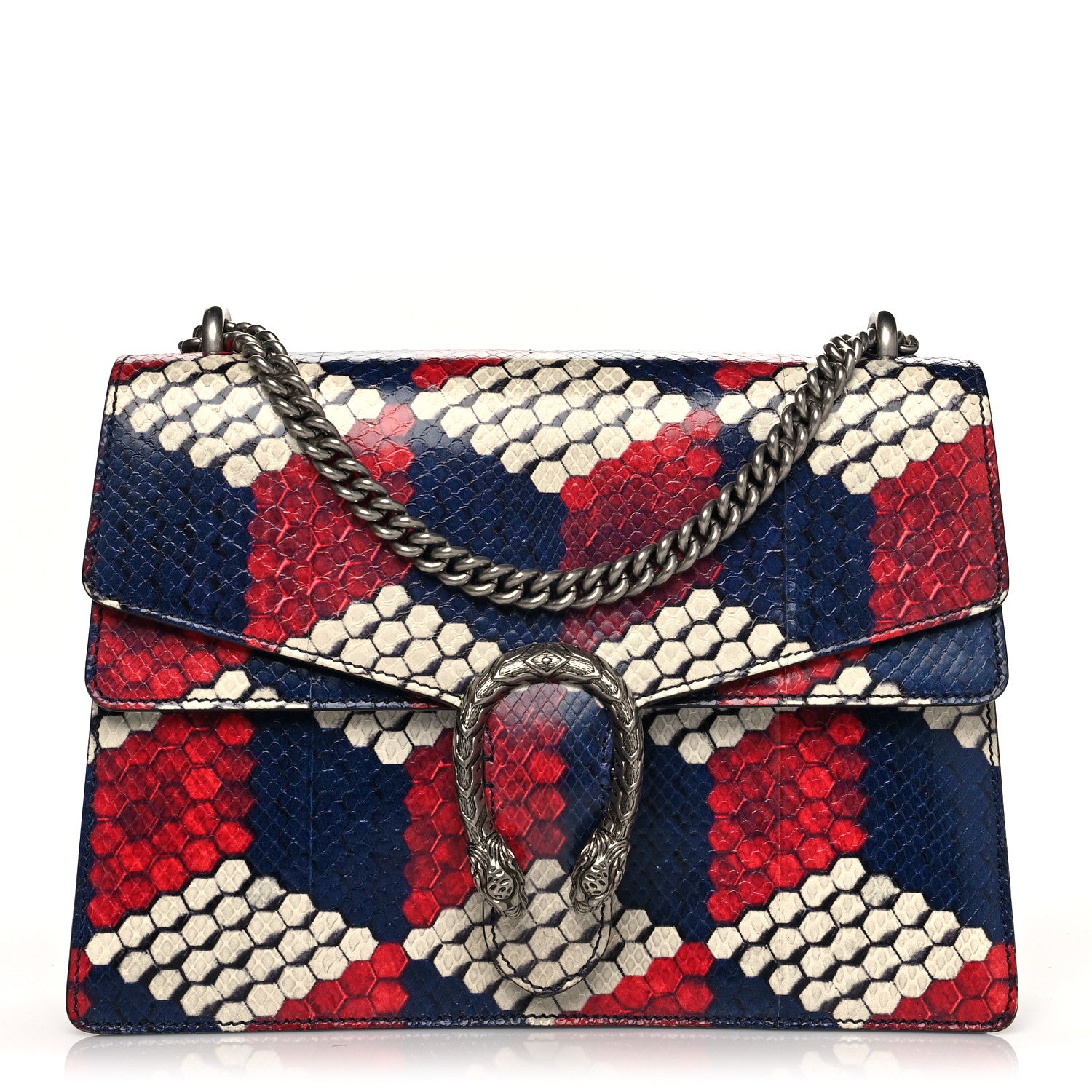Gucci Python Cubic Medium Dionysus Shoulder Bag Red White Blue 1 of 11