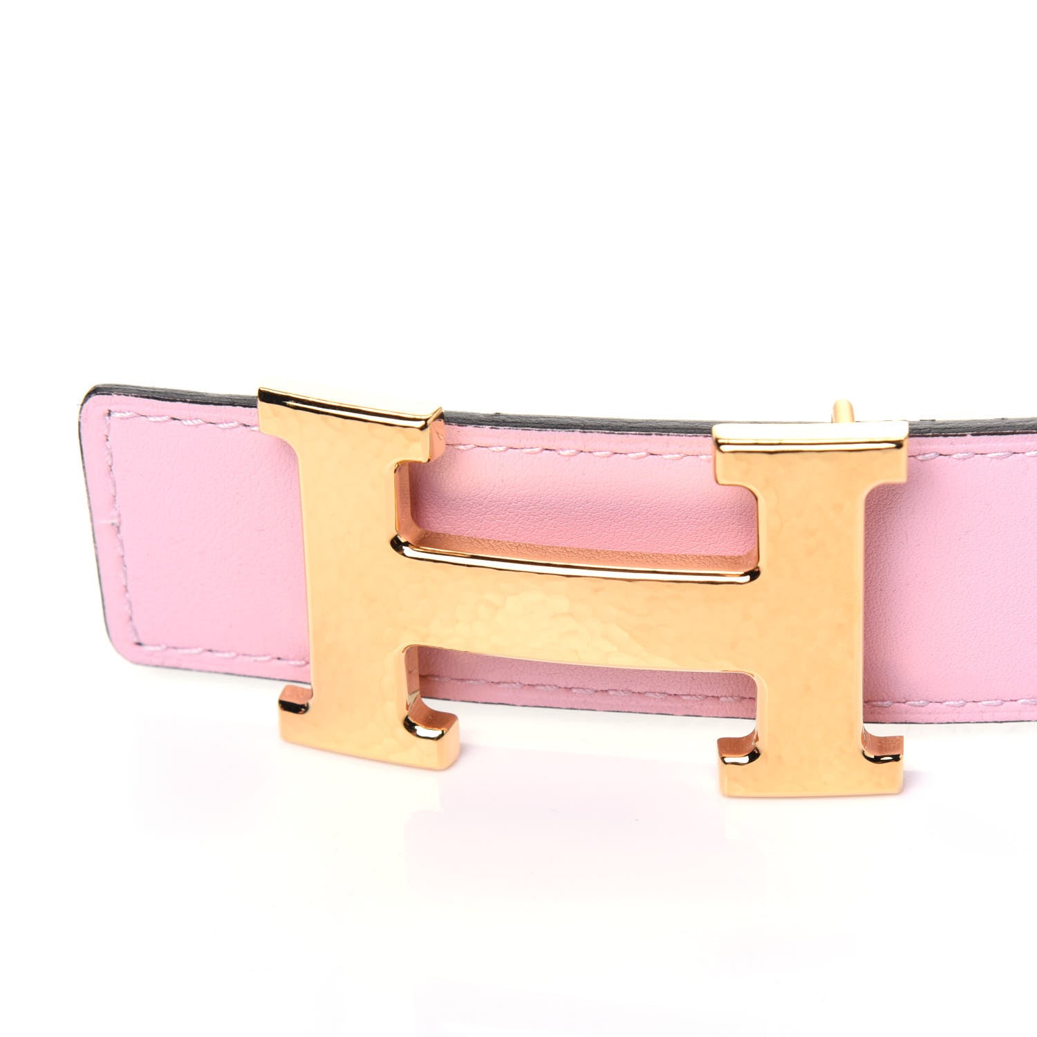 Hermes Box Togo 32mm Martelee H Belt 95 Rose Sakura Blue Nuit