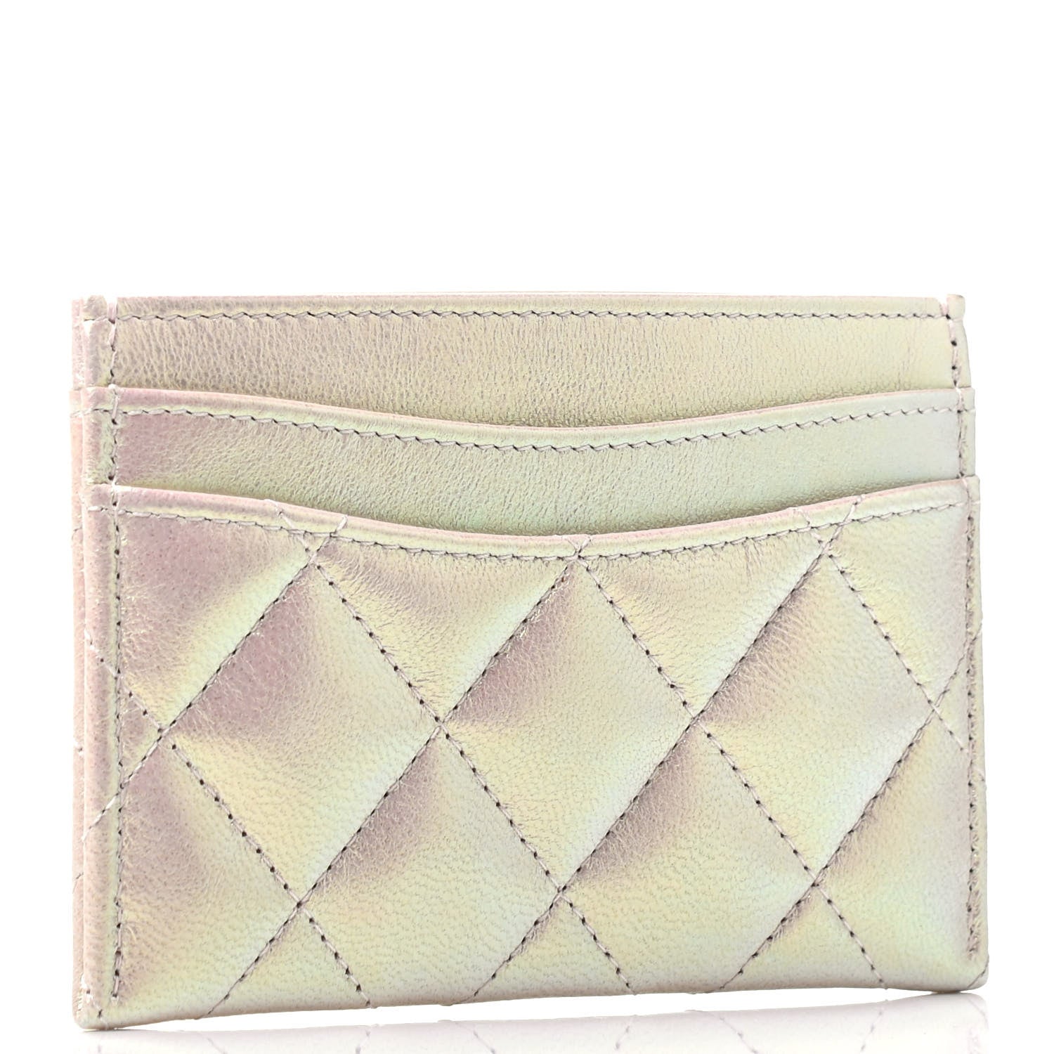 Chanel Iridescent Lambskin Quilted Card Holder Ivory 3 of 7