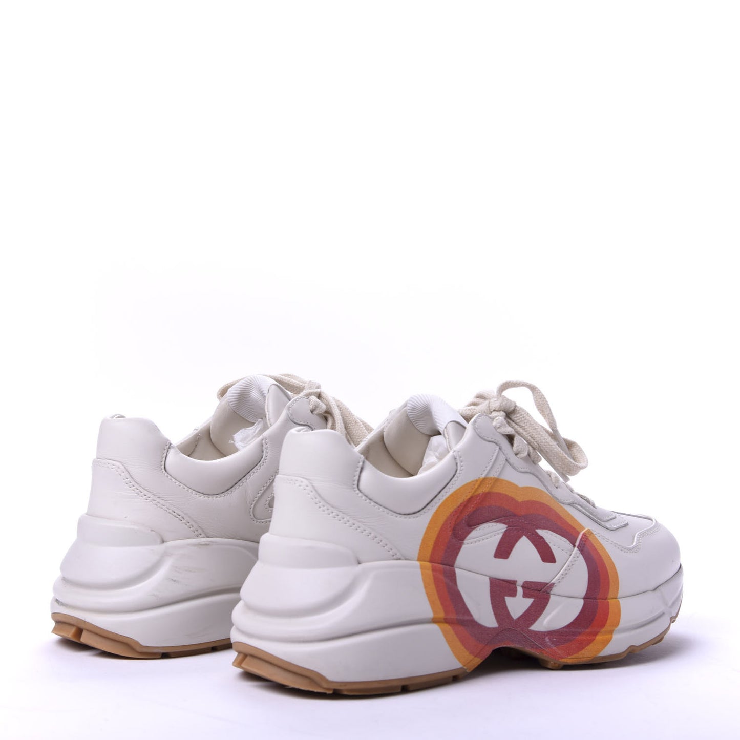 Calfskin Interlocking G Heart Rhyton Sneakers 35 Mystic White