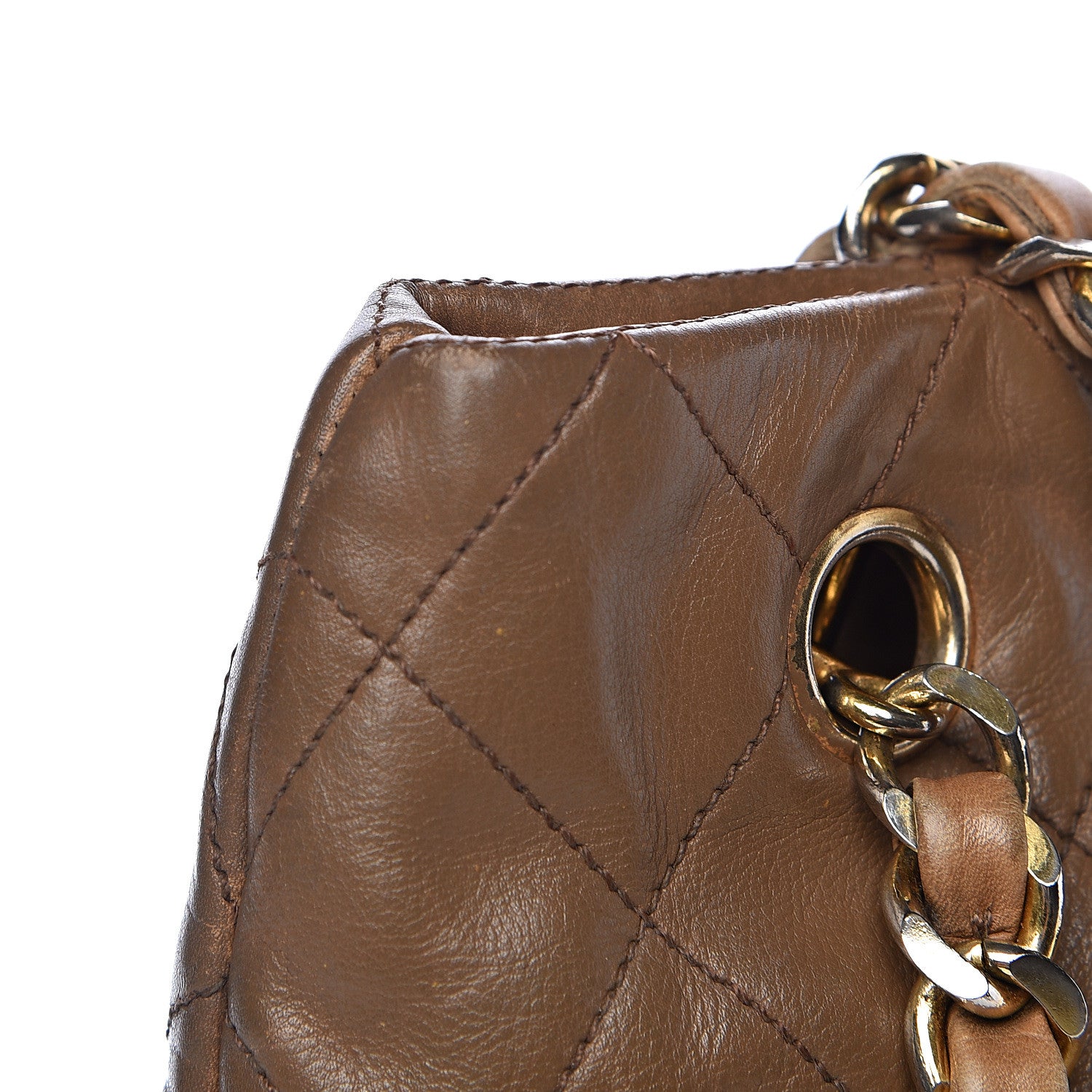Chanel Lambskin Quilted Shopping Tote Brown 15 of 27