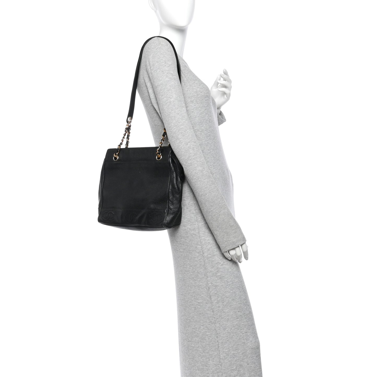 Caviar Triple CC Shoulder Bag Black