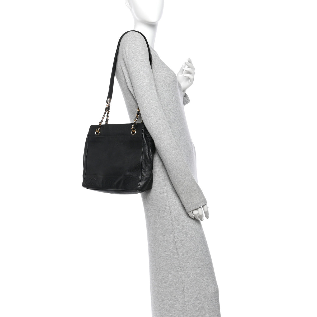 Chanel Caviar Triple CC Shoulder Bag Black 2 of 10