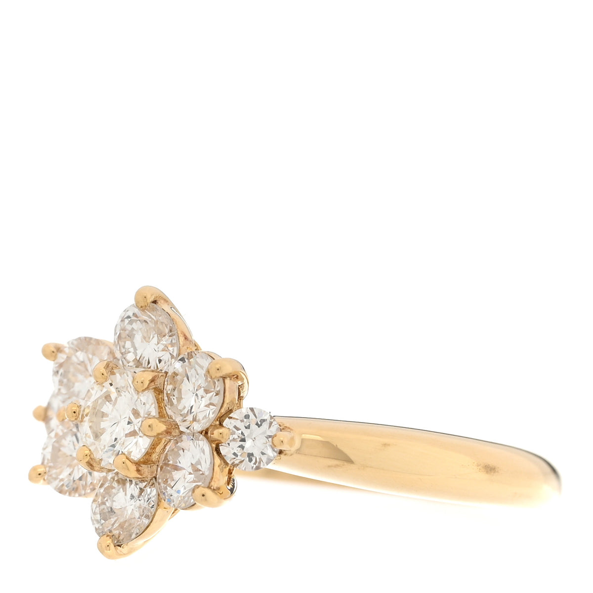 18K Yellow Gold Diamond 1.00ctw Flower Ring 51 5.75