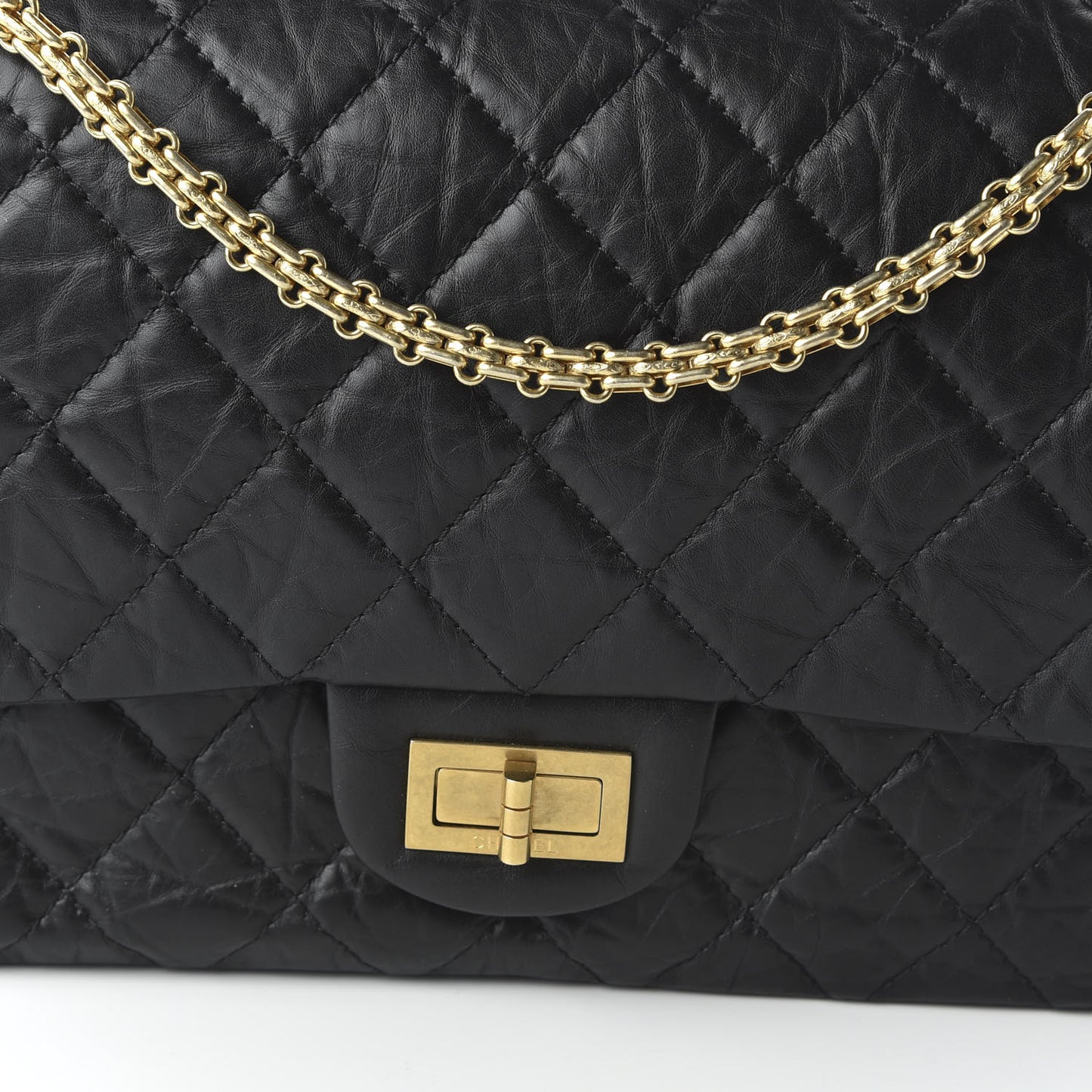 Aged Calfskin Quilted 2.55 Reissue 227 Flap Black