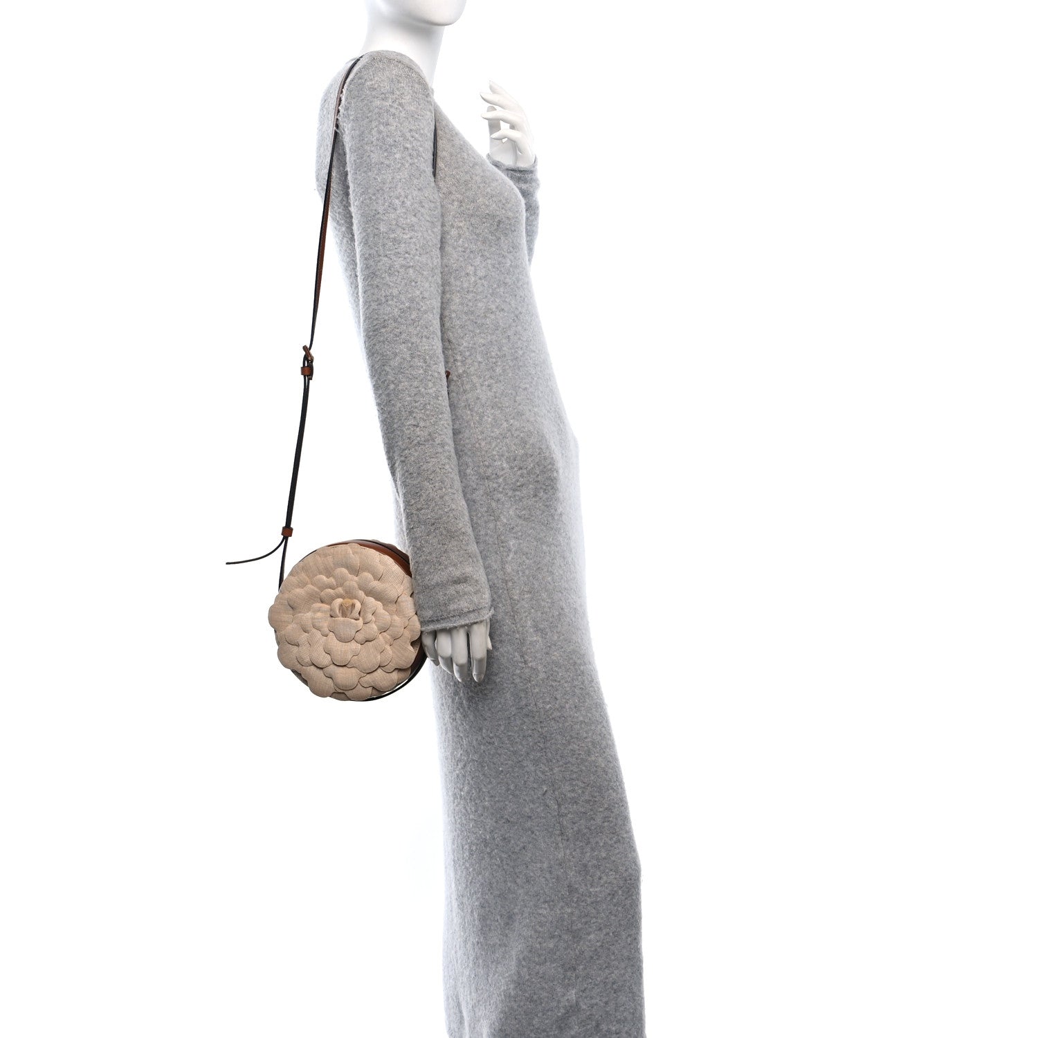 Valentino Garavani Canvas Calfskin Atelier 03 Rose Edition Round Crossbody Bag Natural 2 of 10