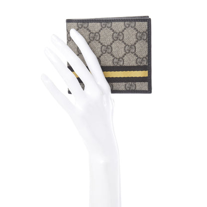Gucci GG Supreme Monogram Web Bi-Fold Wallet Yellow Black 2 of 7