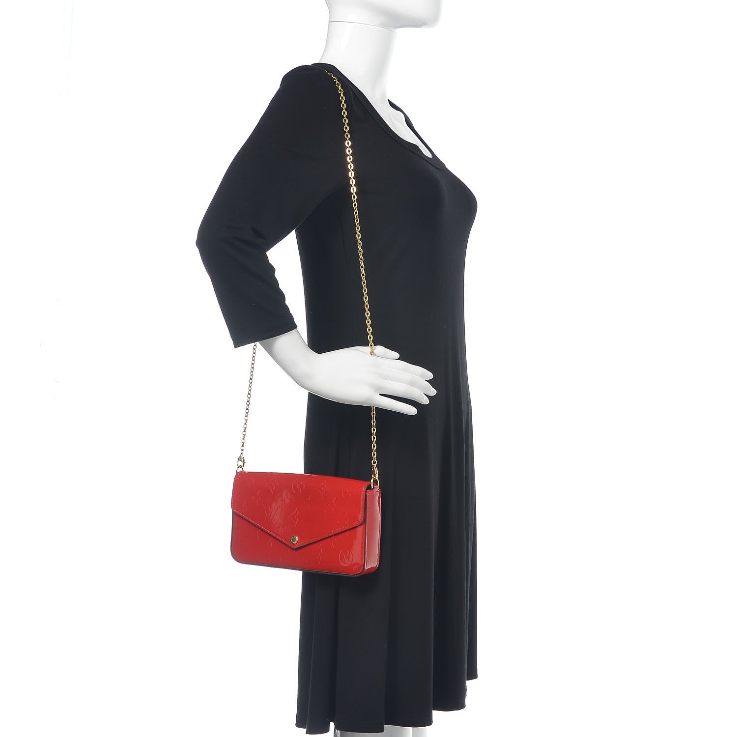 Louis Vuitton Vernis Felicie Pochette Chain Wallet Cherry 2 of 10