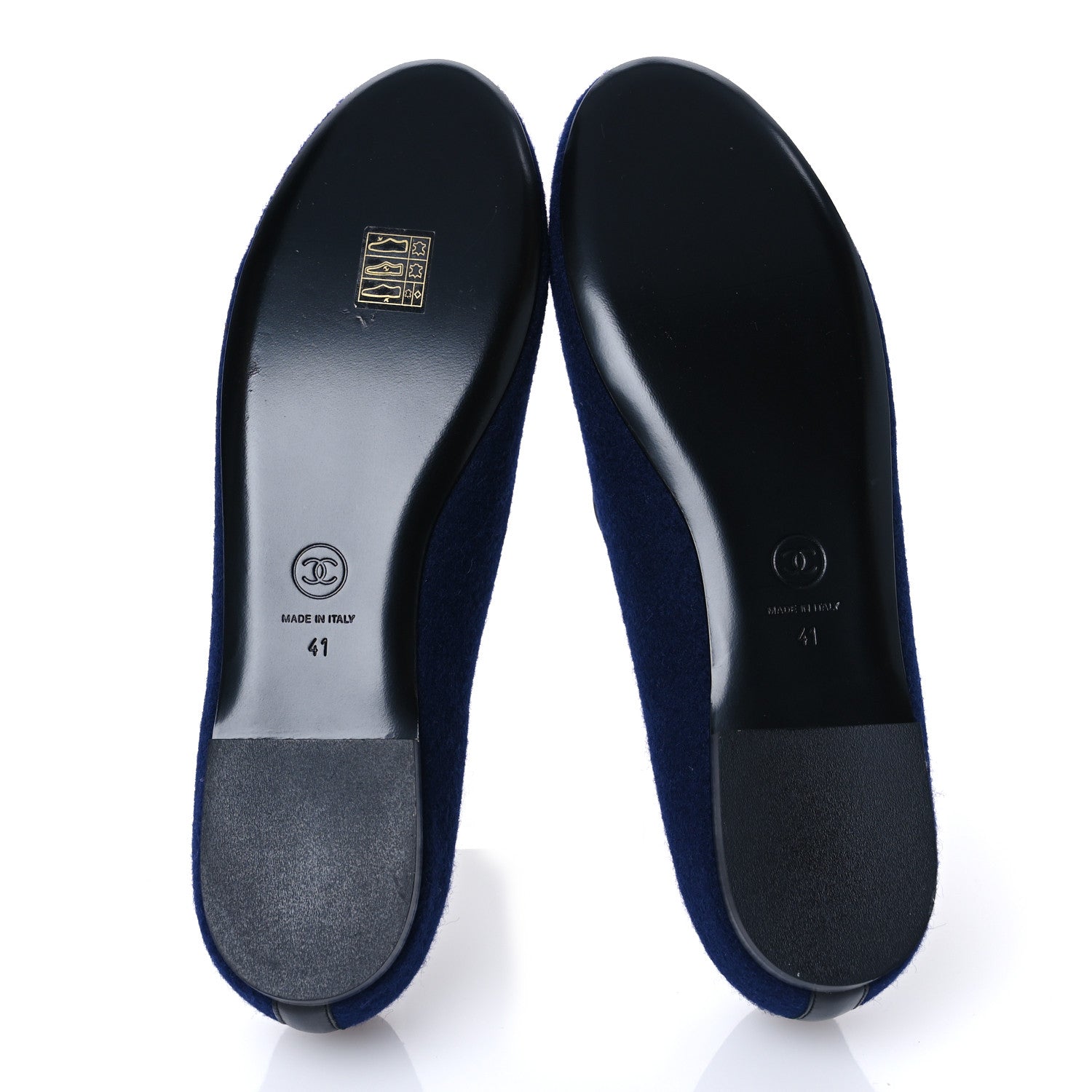 Chanel Fabric Lambskin Womens CC Mocassin Loafers 41 Navy Black 7 of 10