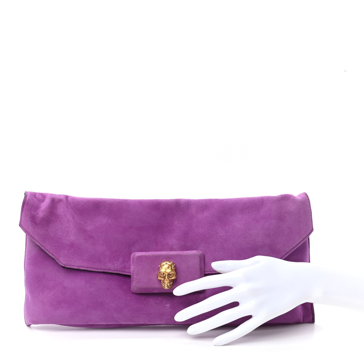 Alexander McQueen Suede Skull Clutch Purple 2 of 9