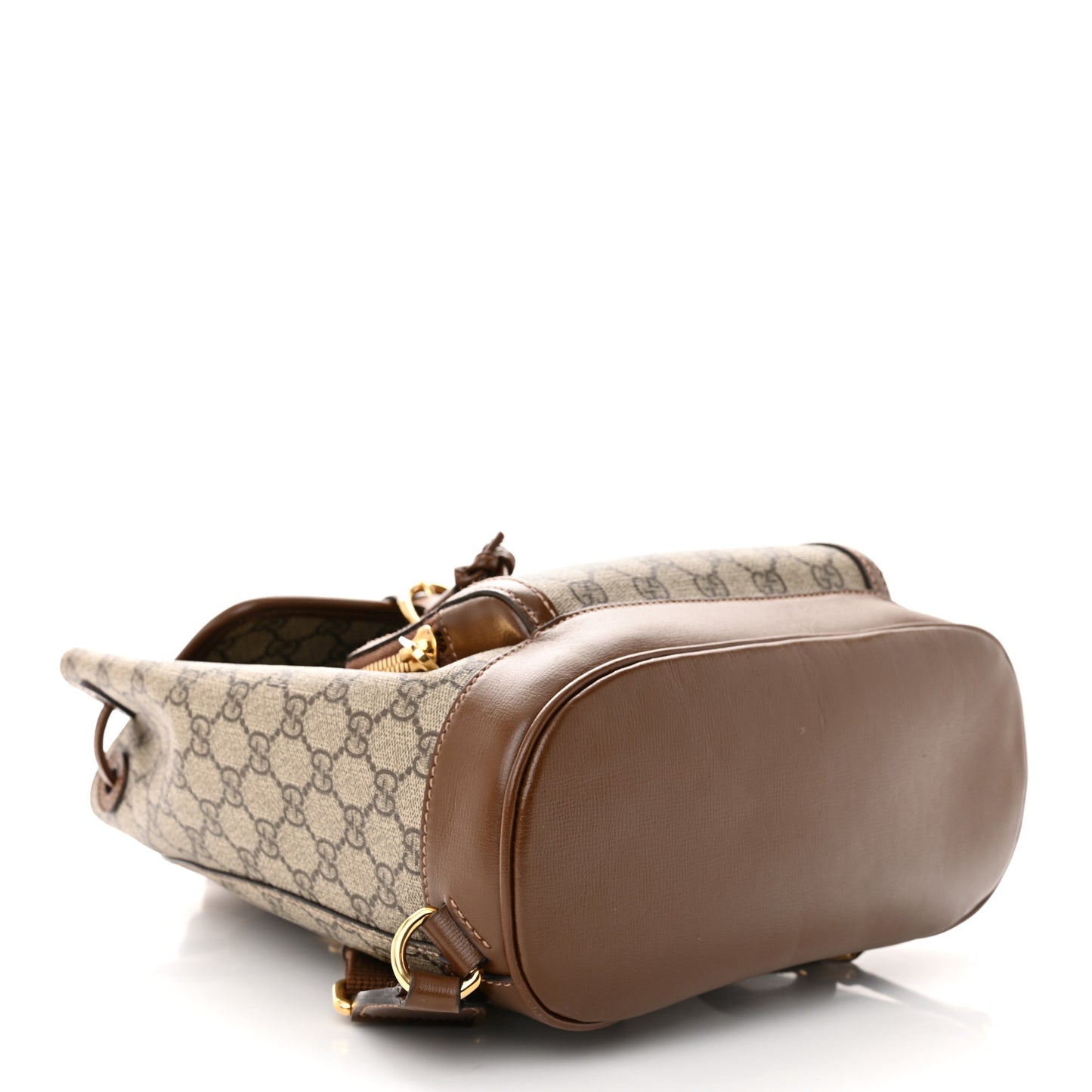 GG Supreme Monogram Azalea Calfskin Retro Interlocking G Buckle Backpack Beige Ebony Brown Sugar
