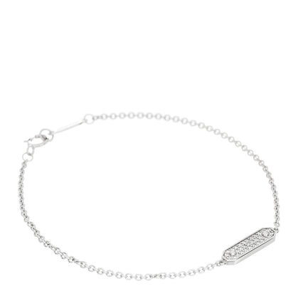 Tiffany 18K White Gold Diamond Tag Chain Bracelet 1 of 4