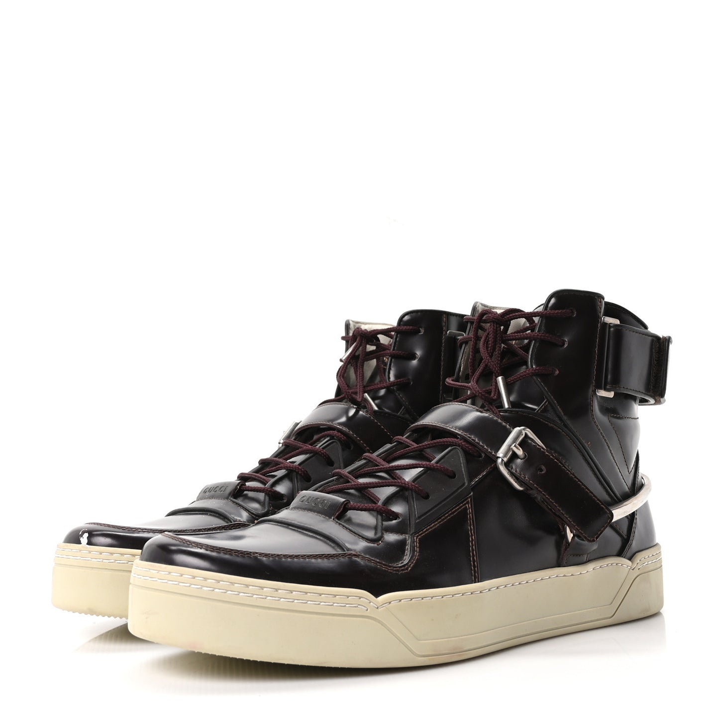 Magnum Calfskin Mens Horsebit High Top Spur Sneakers 12 Grape