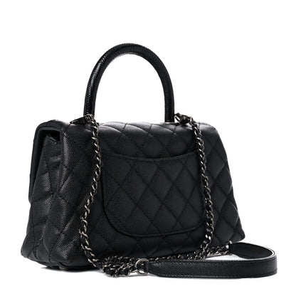 Chanel Caviar Lizard Embossed Quilted Mini Coco Handle Flap Black 3 of 9
