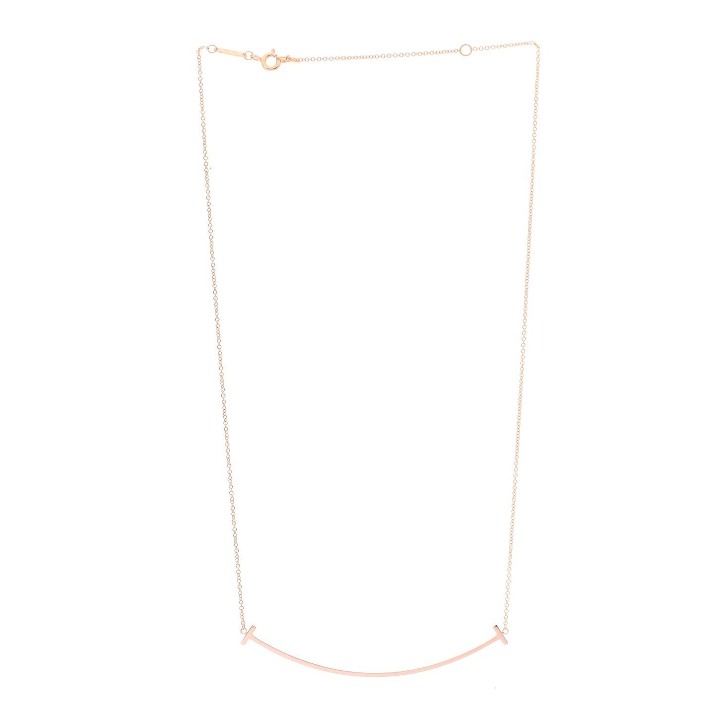 18K Rose Gold Large T Smile Pendant Necklace