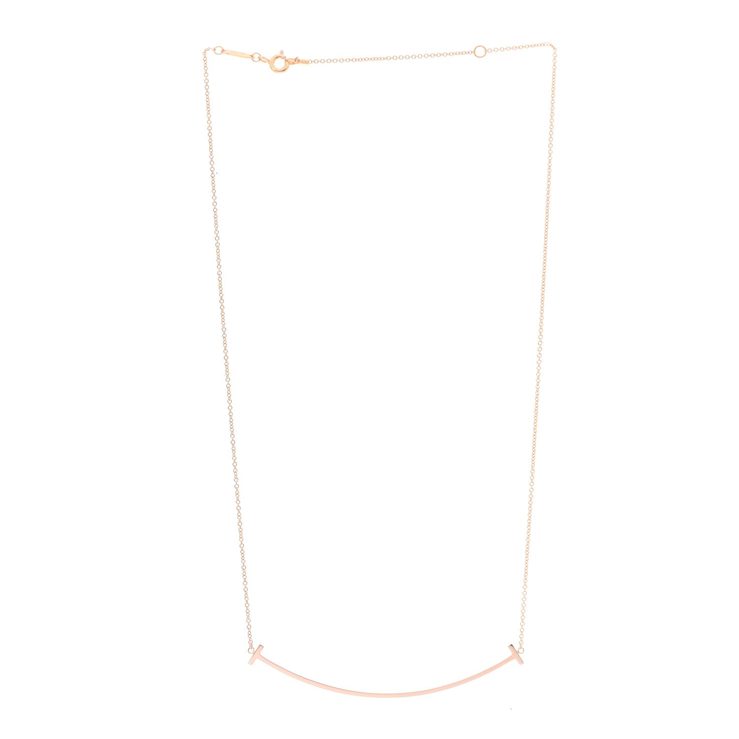 Tiffany 18K Rose Gold Large T Smile Pendant Necklace 3 of 5