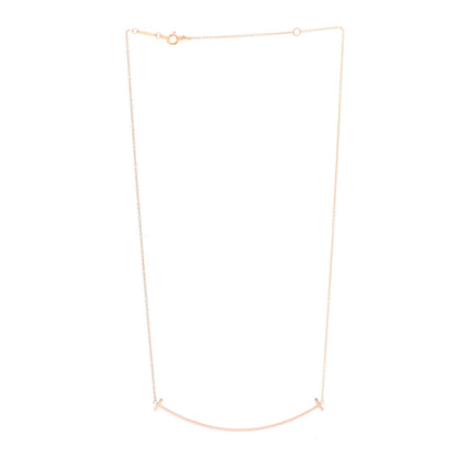 Tiffany 18K Rose Gold Large T Smile Pendant Necklace 3 of 5