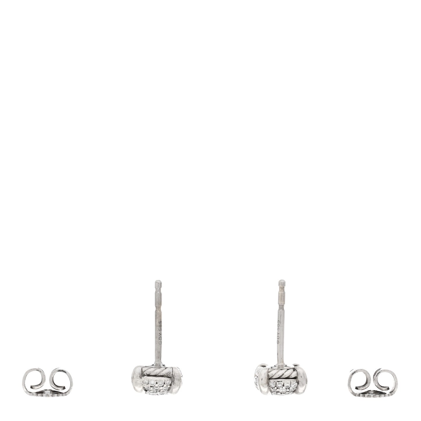 Sterling Silver Diamond 6.5mm Chatelaine Stud Earrings