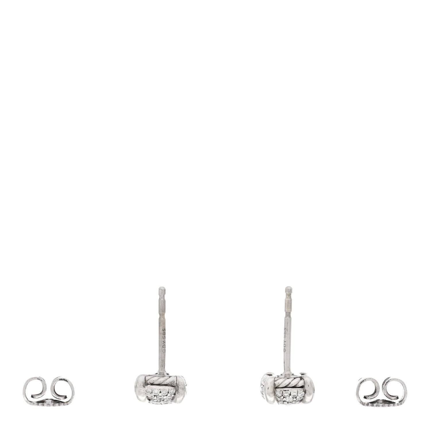 David Yurman Sterling Silver Diamond 6.5mm Chatelaine Stud Earrings 3 of 4