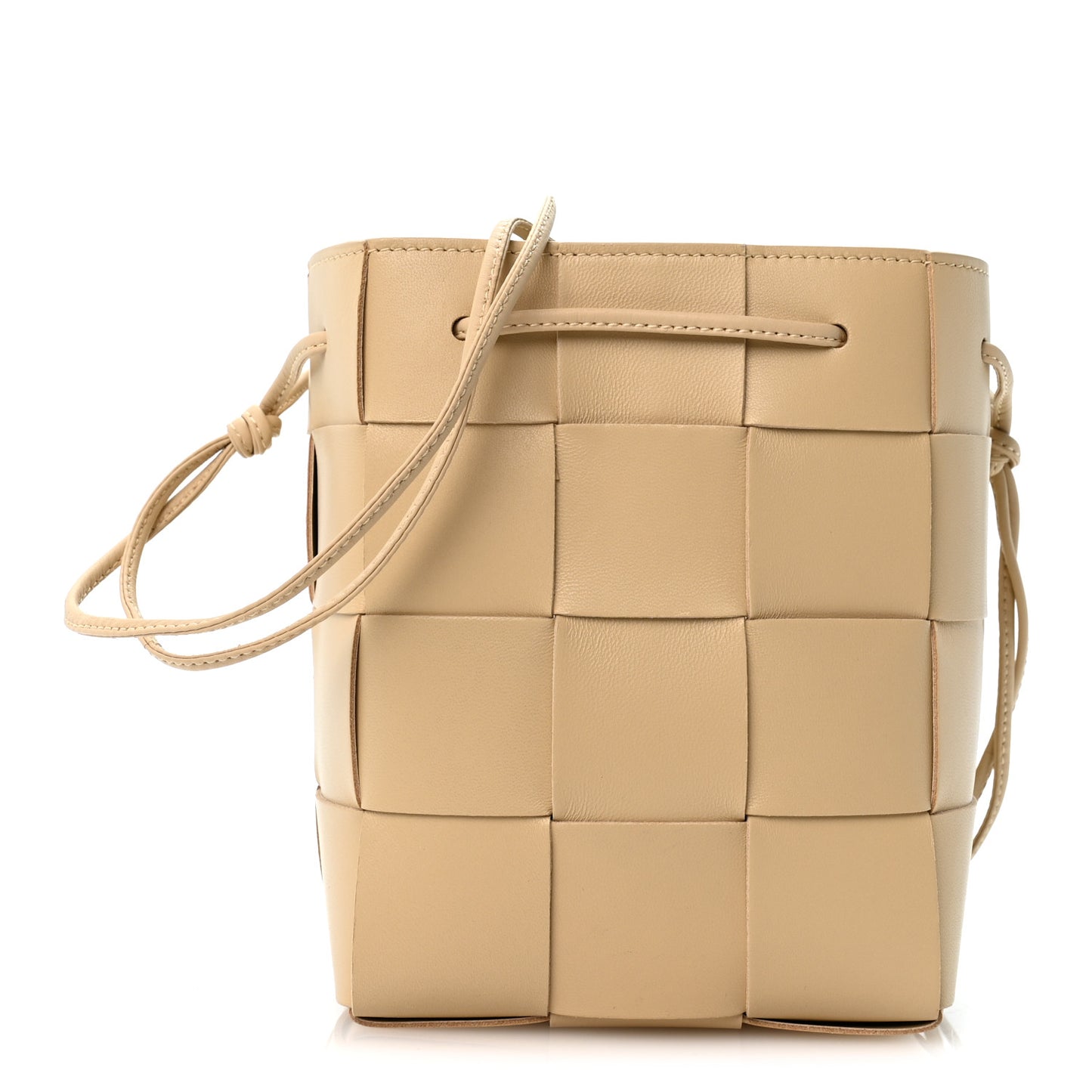 Lambskin Maxi Intrecciato Small Cassette Crossbody Bucket Bag Porridge