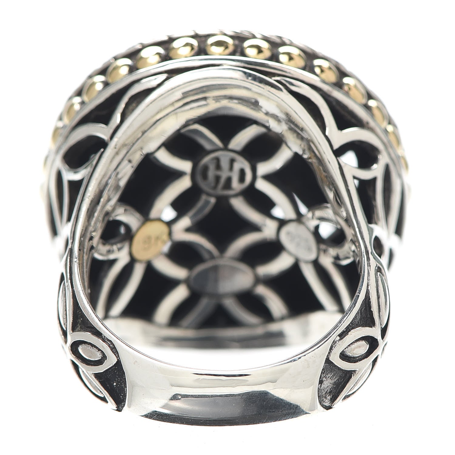 John Hardy Sterling Silver 18K Yellow Gold Kawung Coin Ring 56 7.5 4 of 5