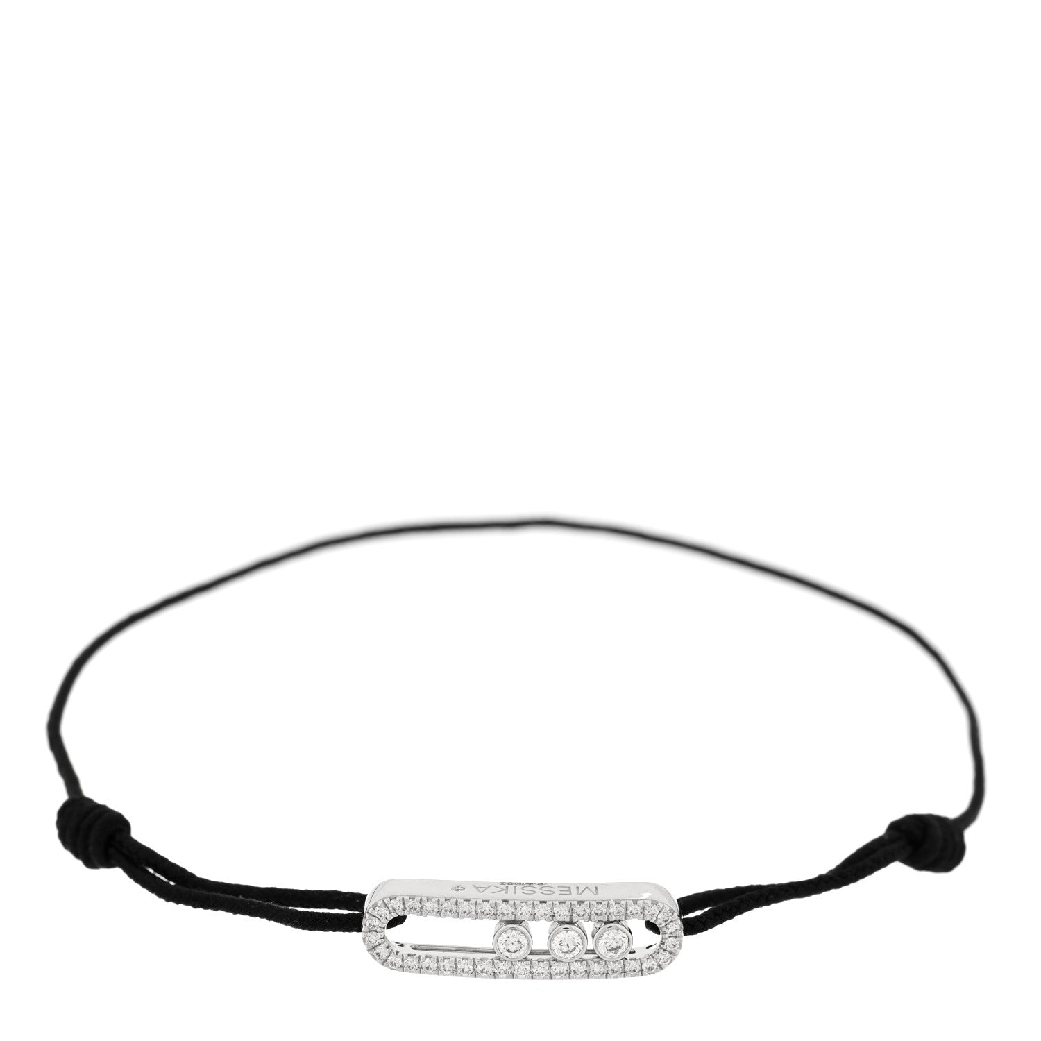 Messika 18K White Gold Diamond Move Pave Cord Bracelet Black 1 of 4