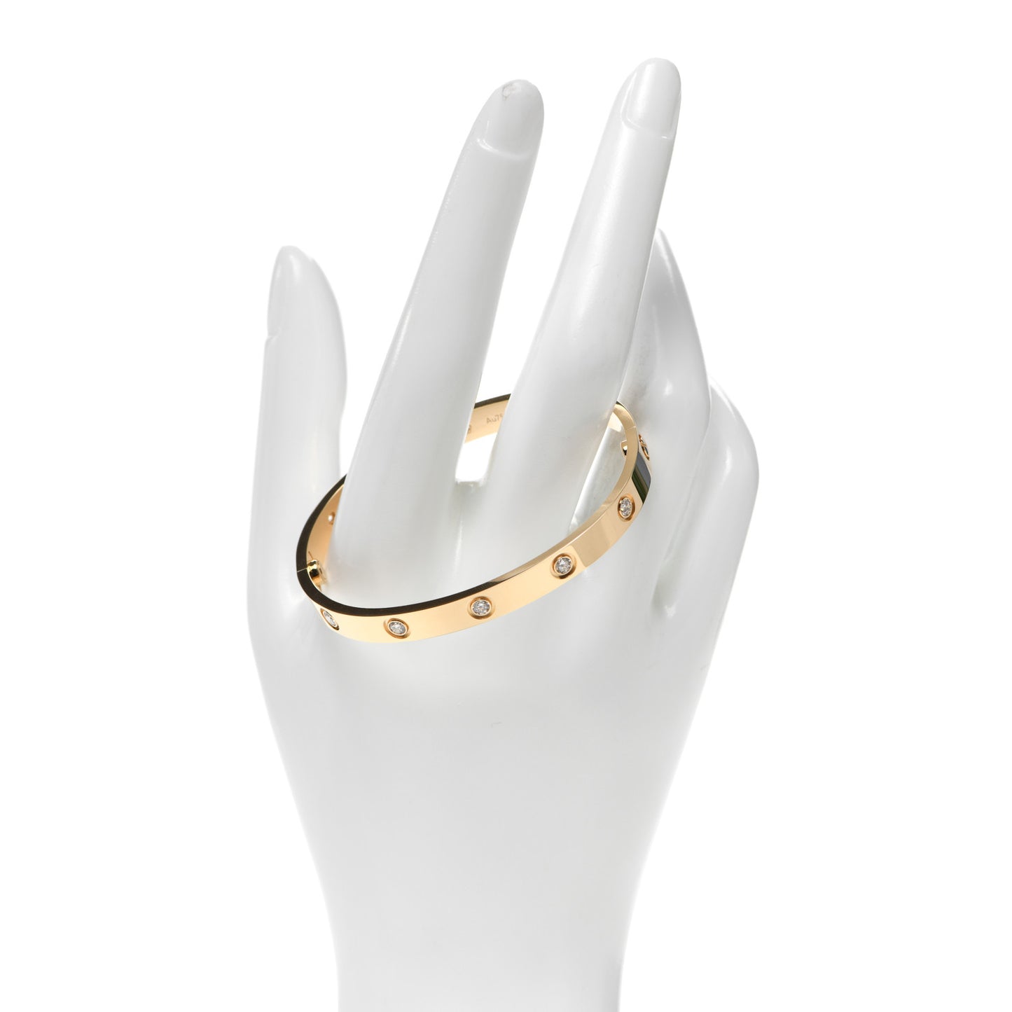 18K Yellow Gold 10 Diamond LOVE Bracelet 17