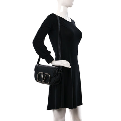 Valentino Garavani Brushed Calfskin Supervee Shoulder Bag Black 3 of 8