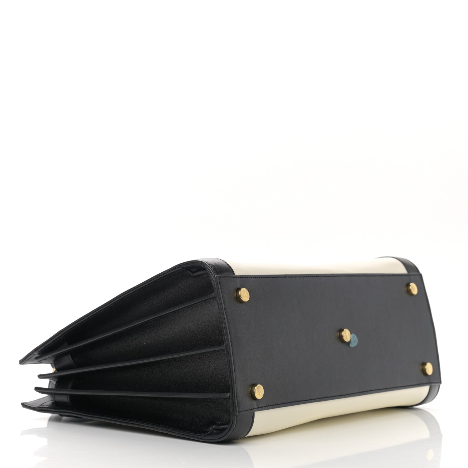 Saint Laurent Calfskin Bi-Color Small Sac De Jour White Black 4 of 12