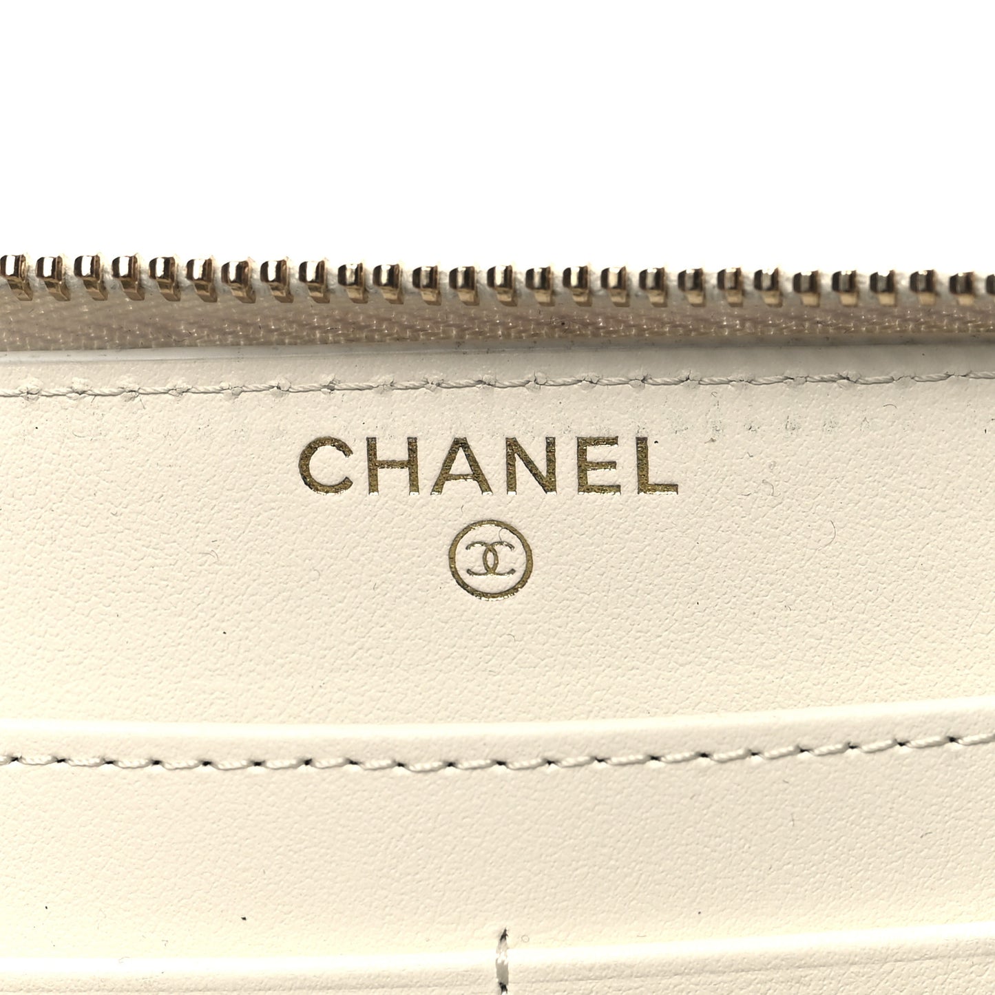 Shiny Goatskin Quilted 19 Long Zipped Around Wallet White