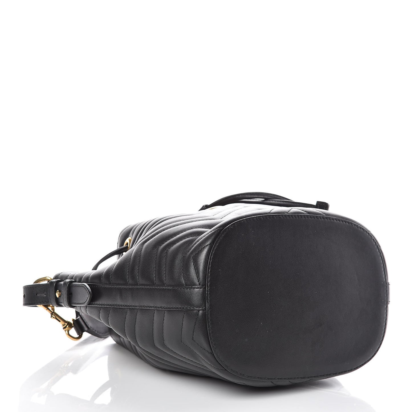 Calfskin Matelasse Sylvie Web GG Marmont Bucket Bag Black