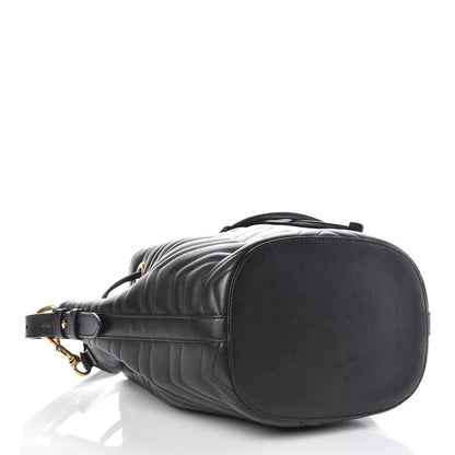 Gucci Calfskin Matelasse Sylvie Web GG Marmont Bucket Bag Black 5 of 11