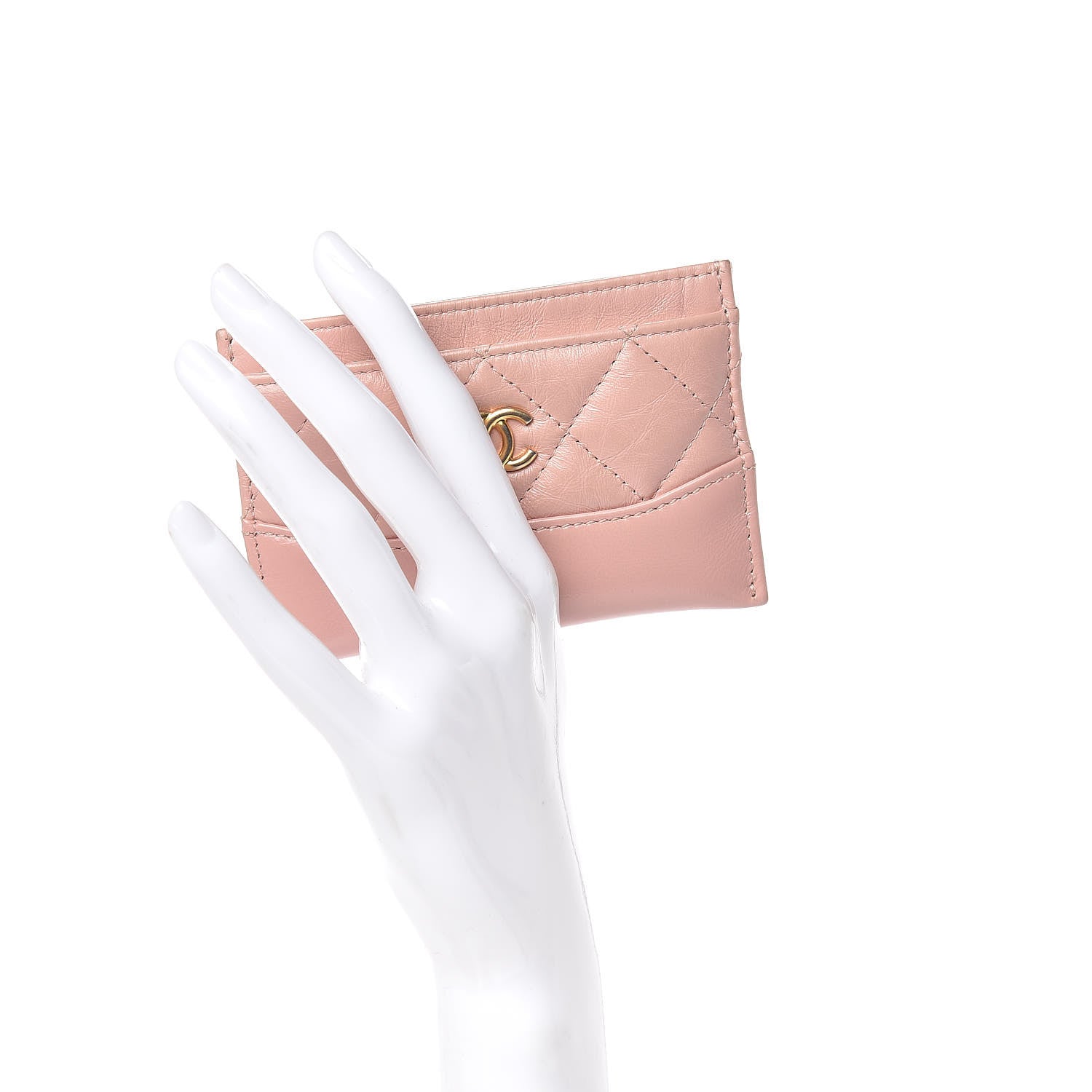 Chanel Aged Calfskin Quilted Gabrielle Card Holder Wallet Light Pink 2 of 9