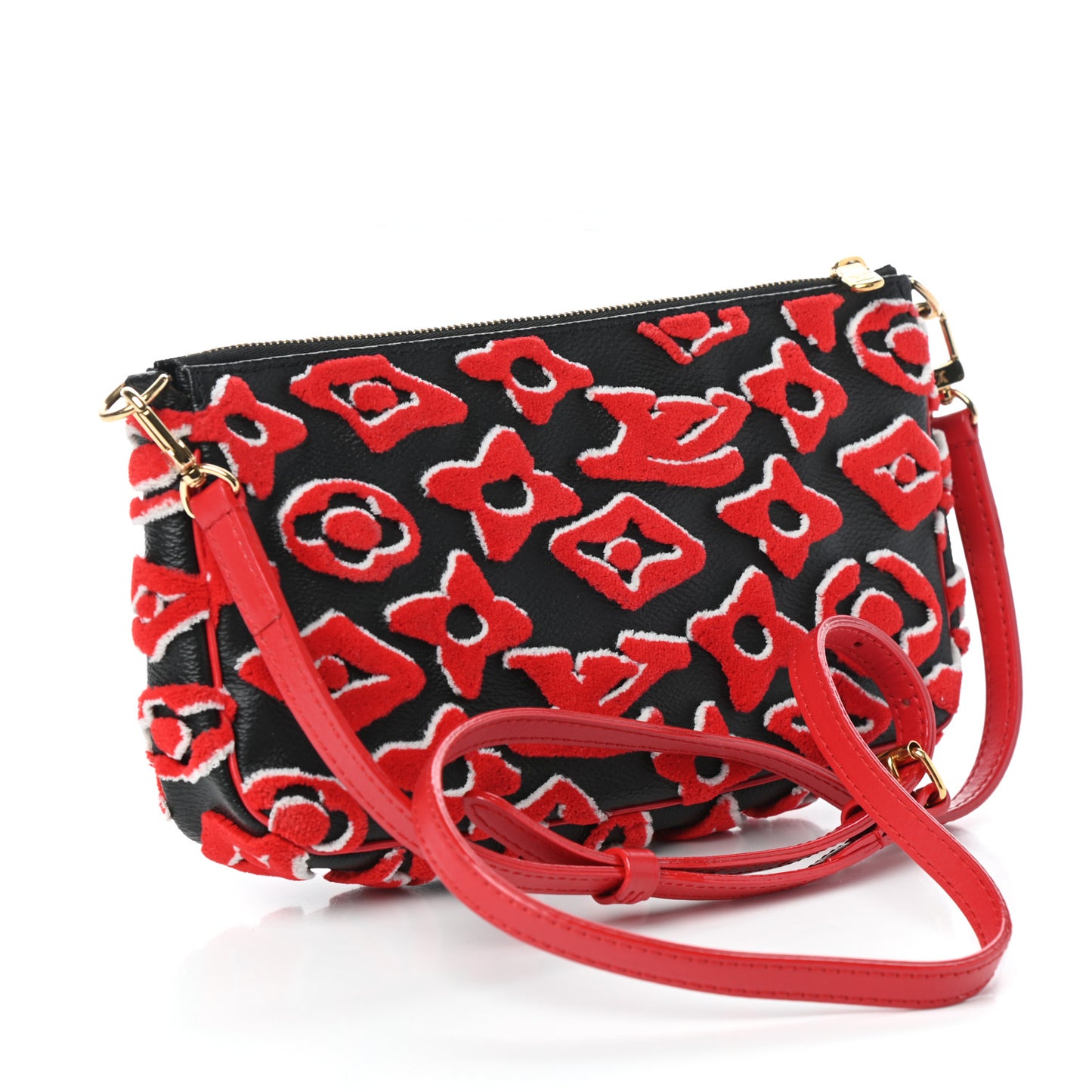 X UF Tufted Monogram Pochette Accessories Black Red