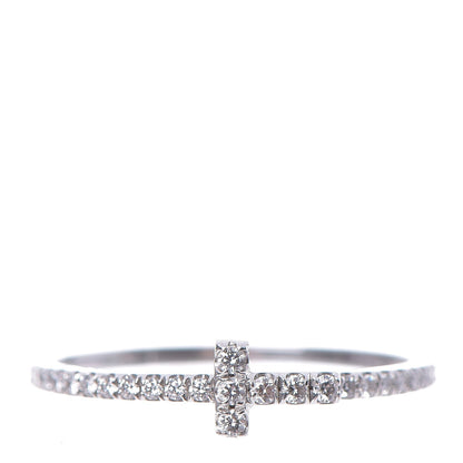 Tiffany 18K White Gold Diamond T Wire Pave Ring 55 7.25 1 of 5