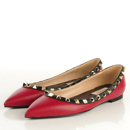 Valentino Garavani Nappa Rockstud Ballerina Flats 35 Scarlet Black 3 of 7