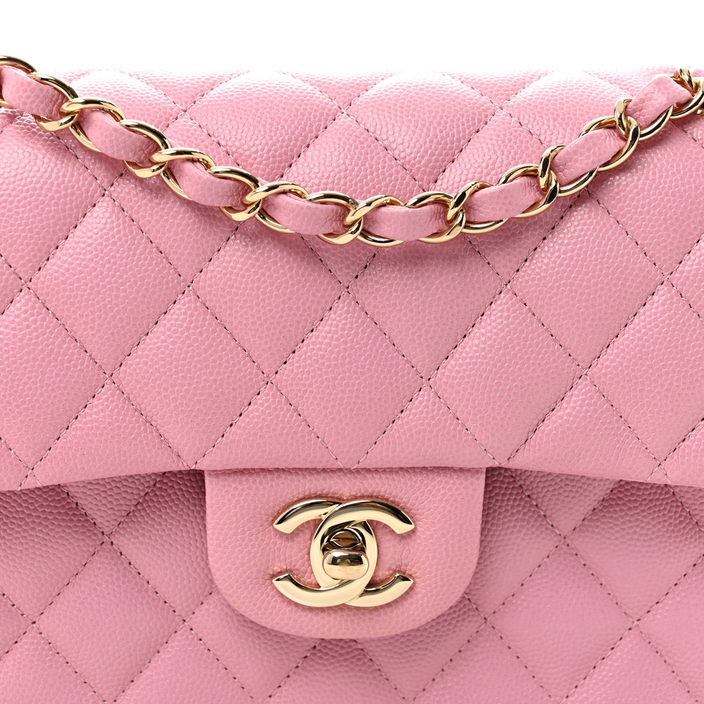 Caviar Quilted Small Double Flap Pink