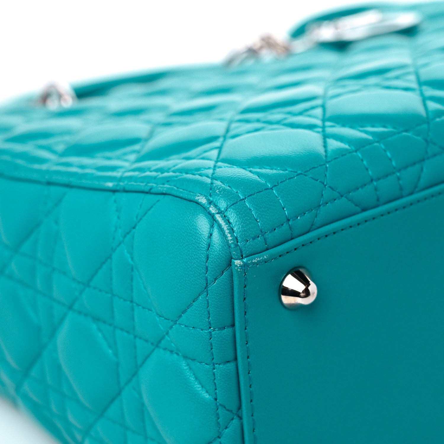 Christian Dior Lambskin Cannage Large Lady Dior Turquoise 10 of 13