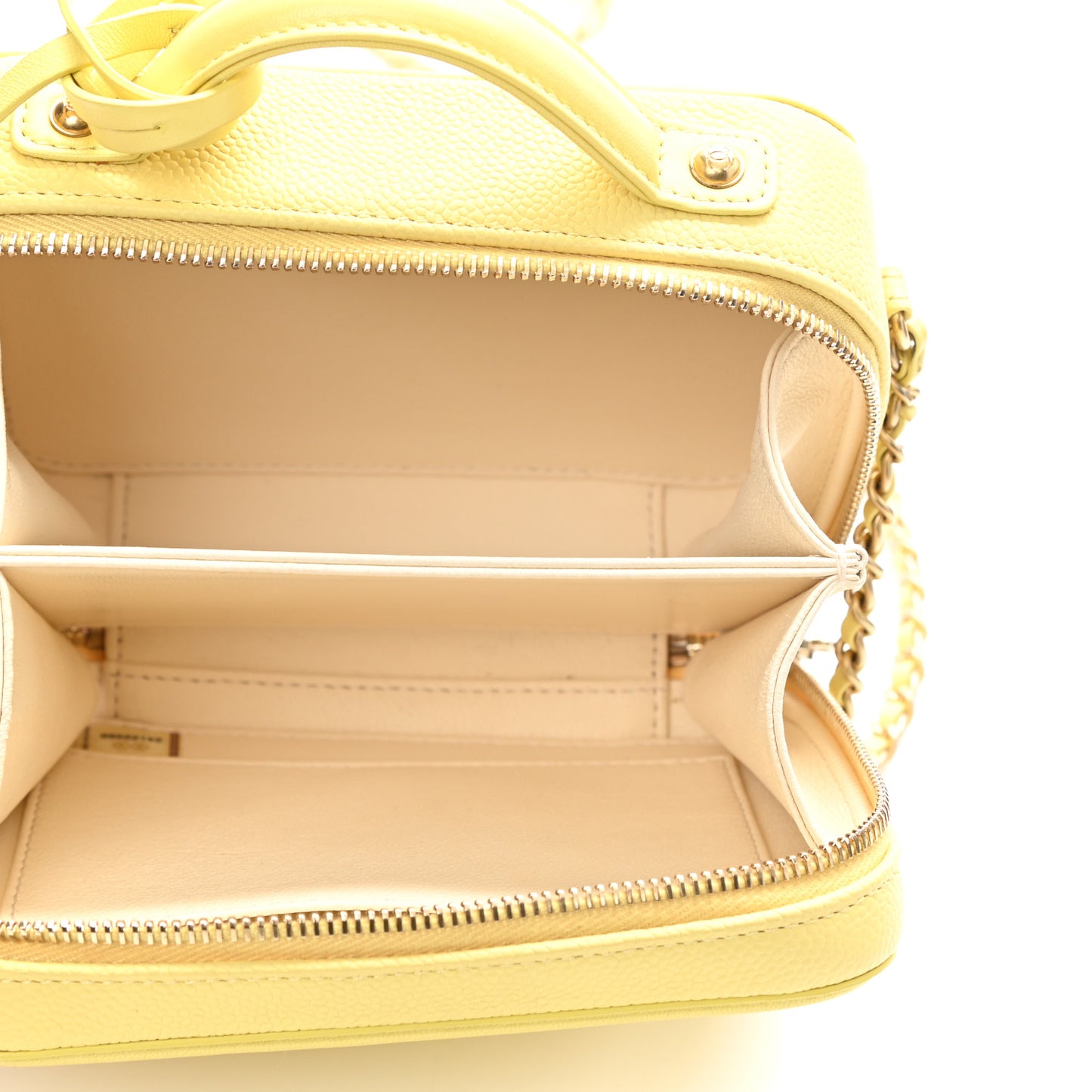 Caviar Quilted Small CC Filigree Vanity Case Yellow