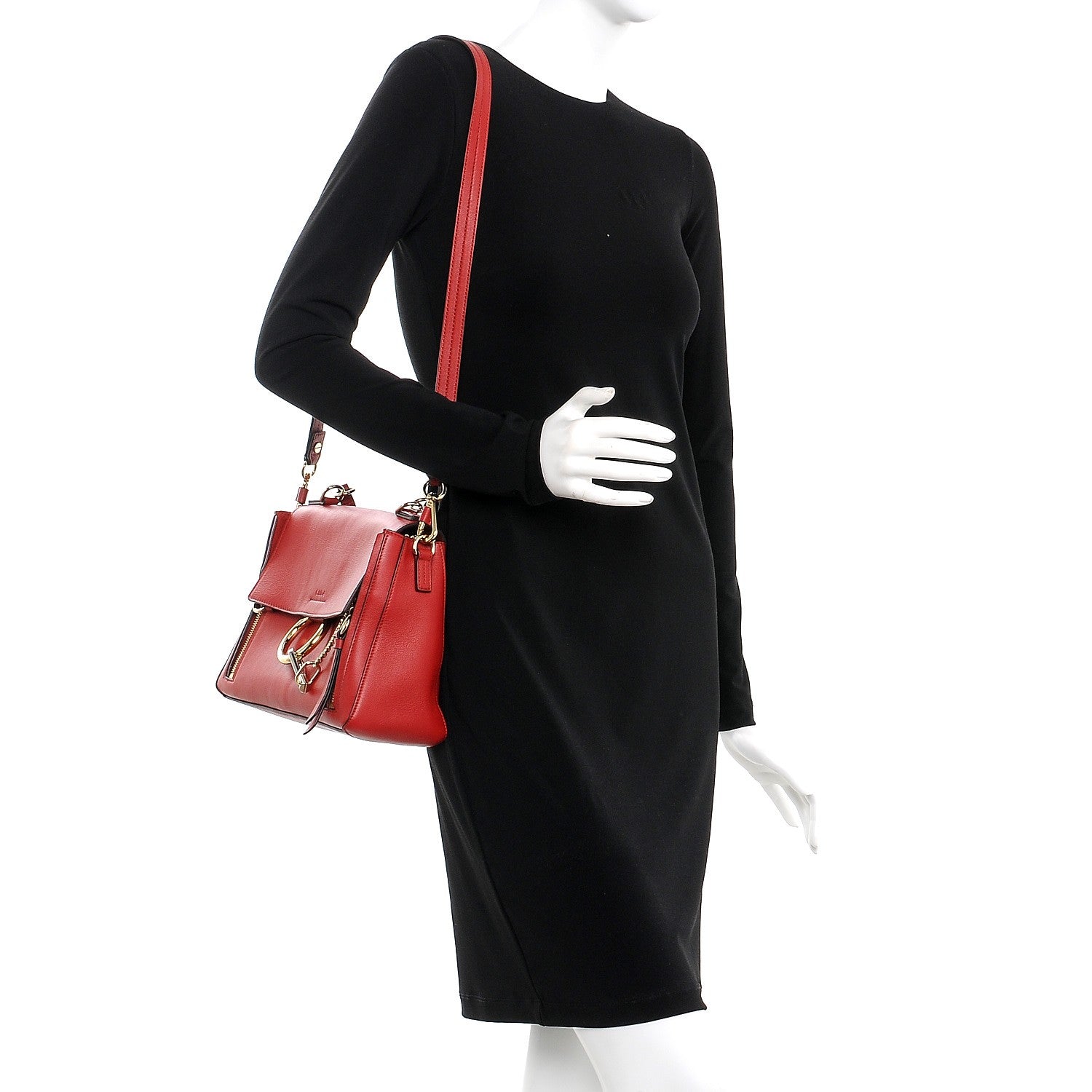 Chloe Calfskin Small Faye Day Shoulder Bag Dahlia Red 2 of 8