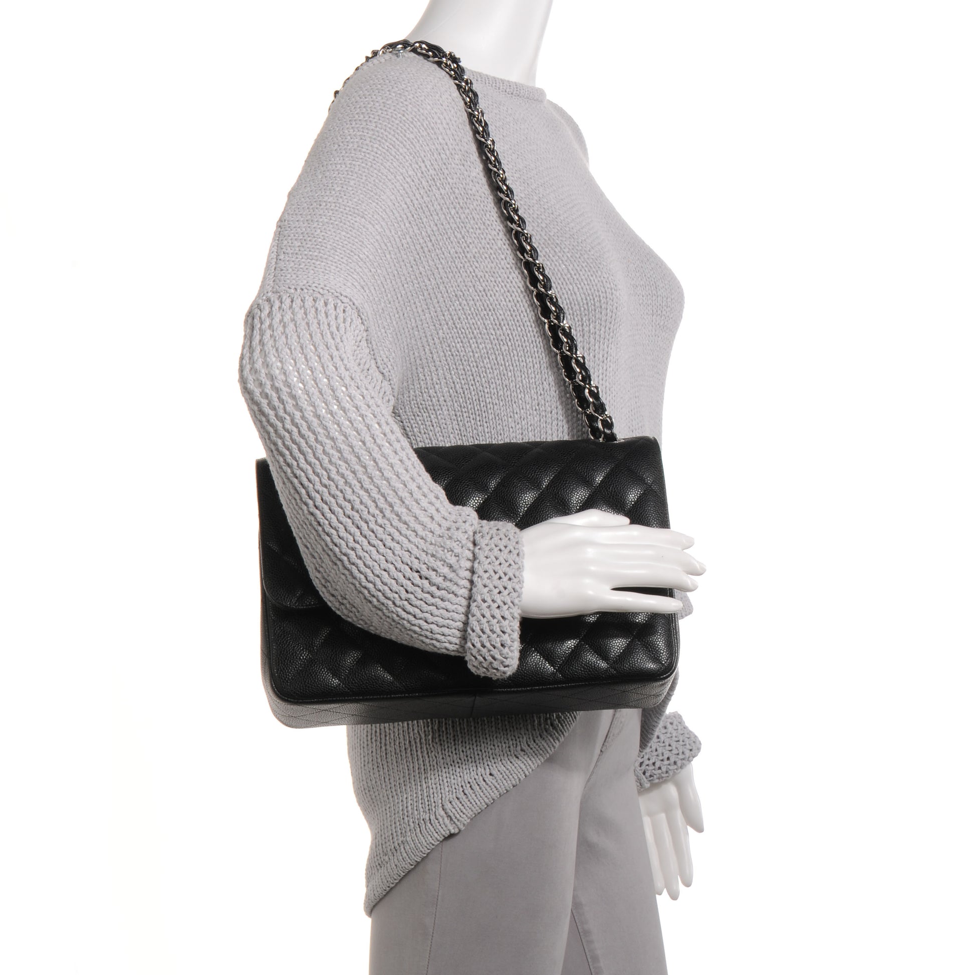 Chanel Caviar Quilted Jumbo Double Flap Black 2 of 8