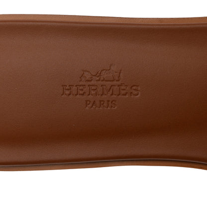 Hermes Box Calfskin Oran Sandals 37 Gold 7 of 9