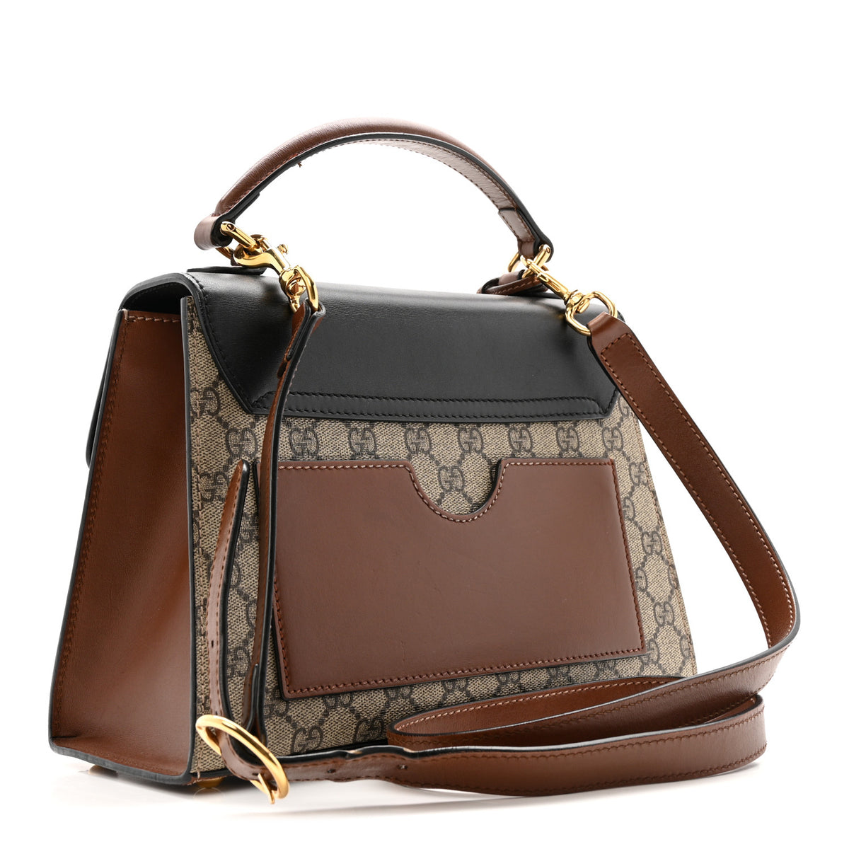 Gucci Padlock Top Handle Bag Strap – Brown Leather, Gold Hardware Gucci Monogram Jumbo GG Textured Dollar Calfskin Web Small  main image 2